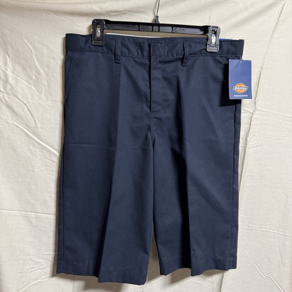 Dickies Boy's Navy Flat Front Classic Fit Shorts Size 18Husky NEW ADJUST WAIST